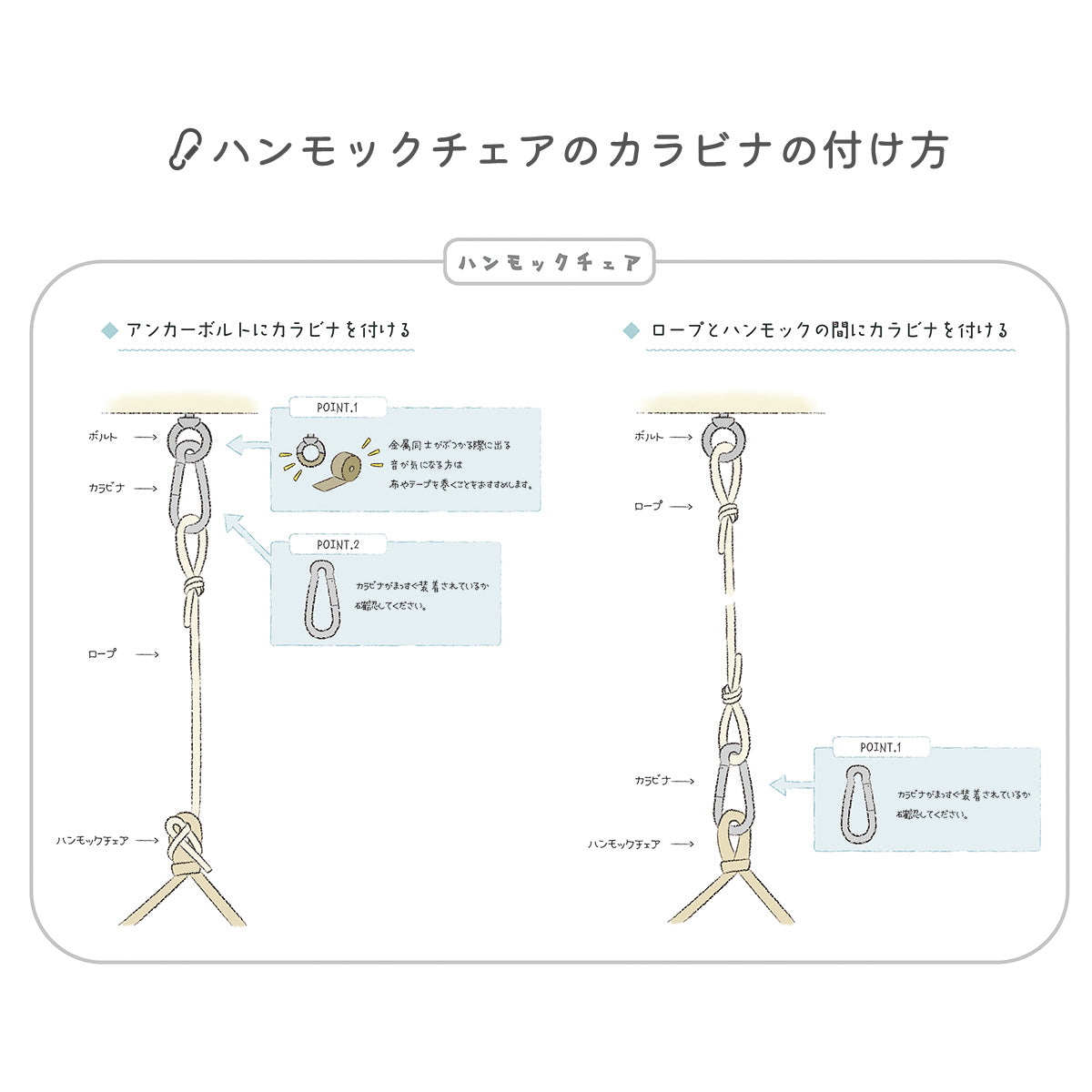 ハンモック・ハンモックチェア取り付け用 カラビナ