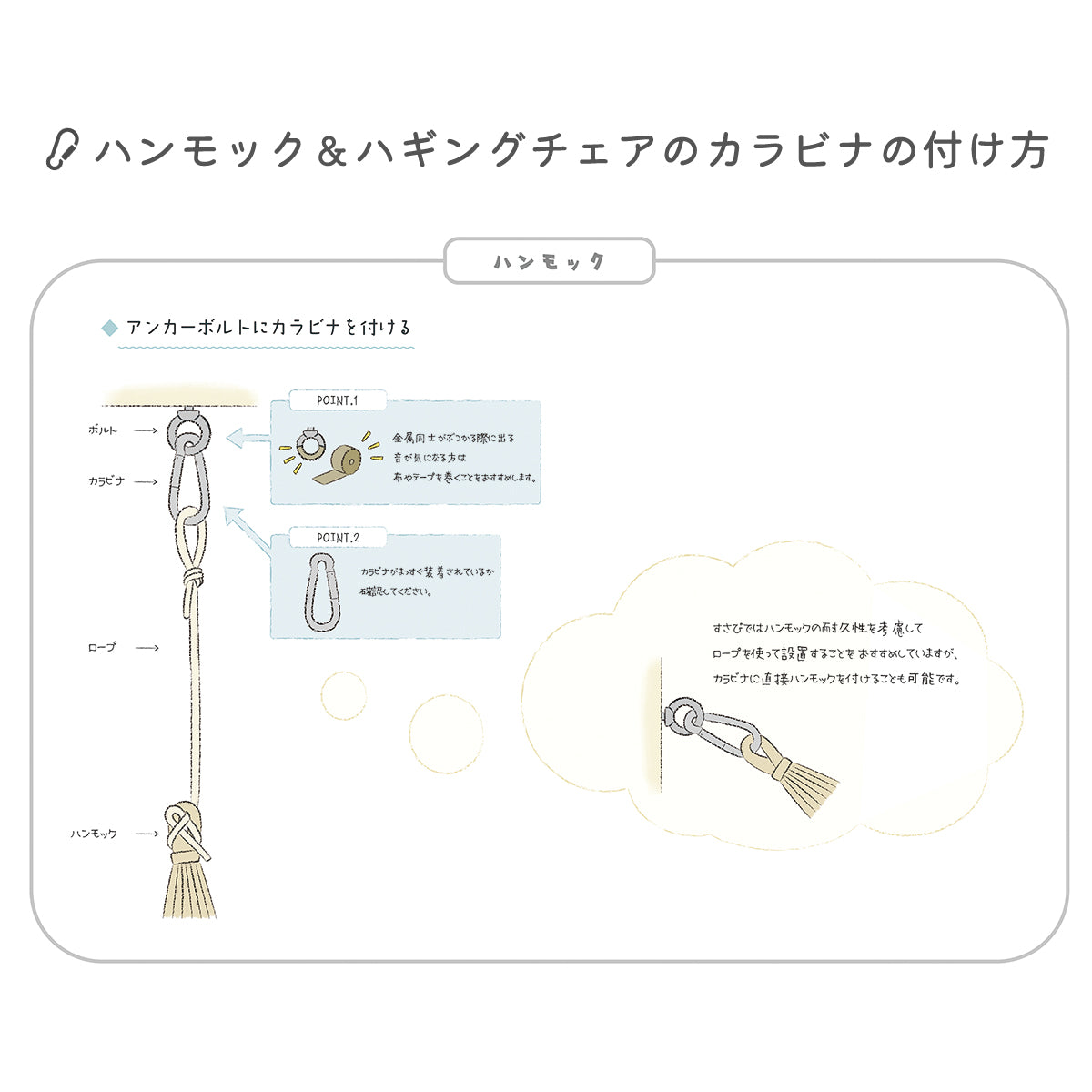 ハンモック・ハンモックチェア取り付け用 カラビナ